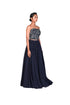Navy Vine Jaal EMB Corset With Grey Jacket and Net Skirt